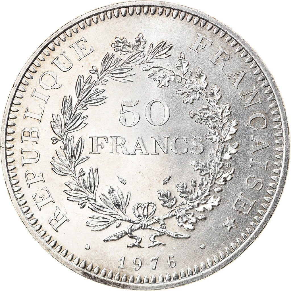 Moeda, França, Hercule, 50 Francs, 1976, Paris, AU(55-58), Prata, KM:941.1