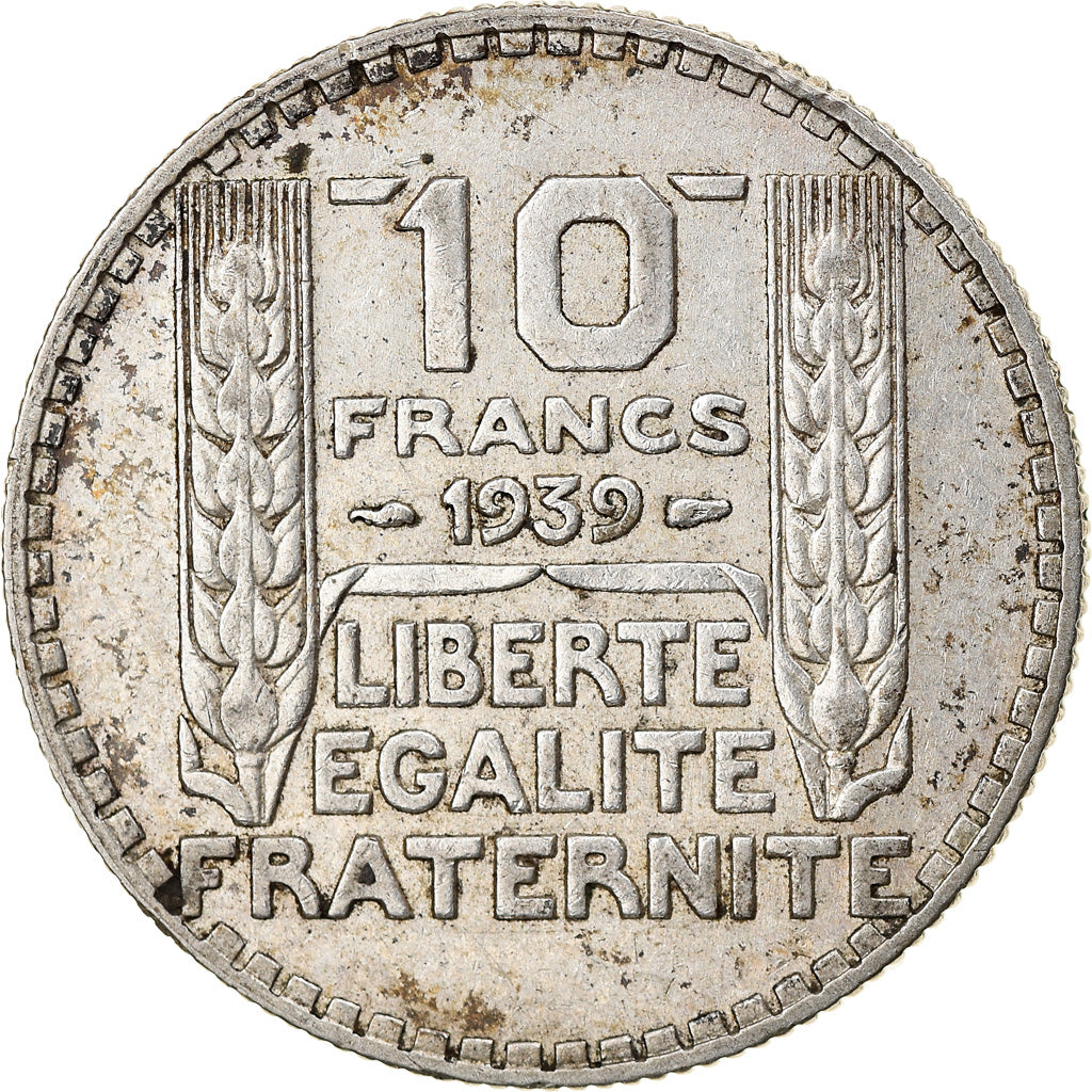 Moeda, França, Turin, 10 Francs, 1939, Paris, AU(50-53), Prata, KM:878