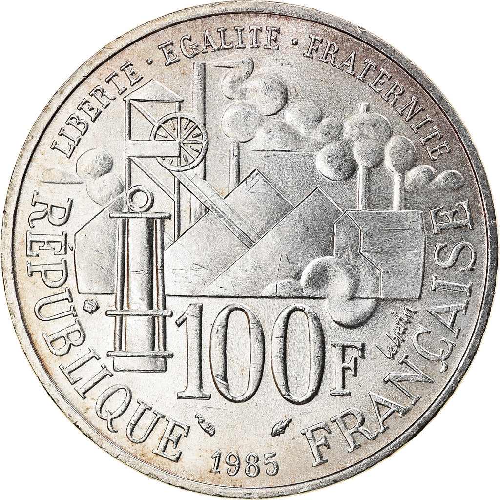 Moneta, Francja, Germinal, 100 Francs, 1985, AU(55-58), Srebro, KM:957