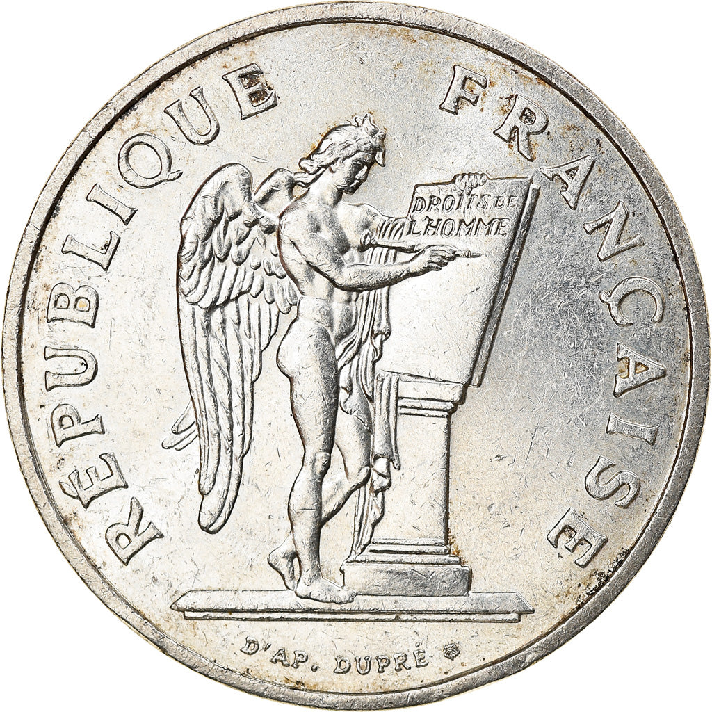 Moneta, Francja, Droits de l'Homme, 100 Francs, 1989, AU(55-58), Srebro, KM:970