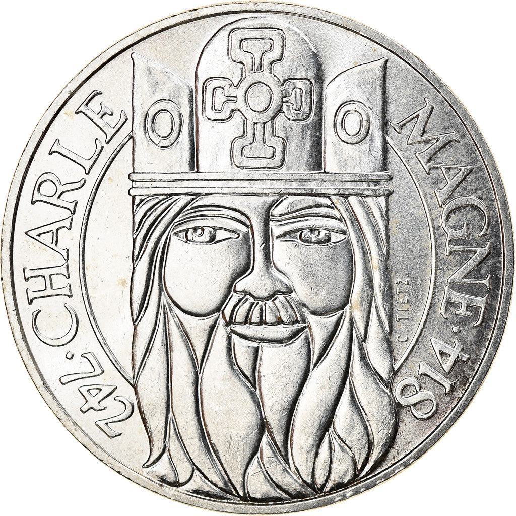 Coin, France, Charlemagne, 100 Francs, 1990, MS(60-62), Silver, KM:982