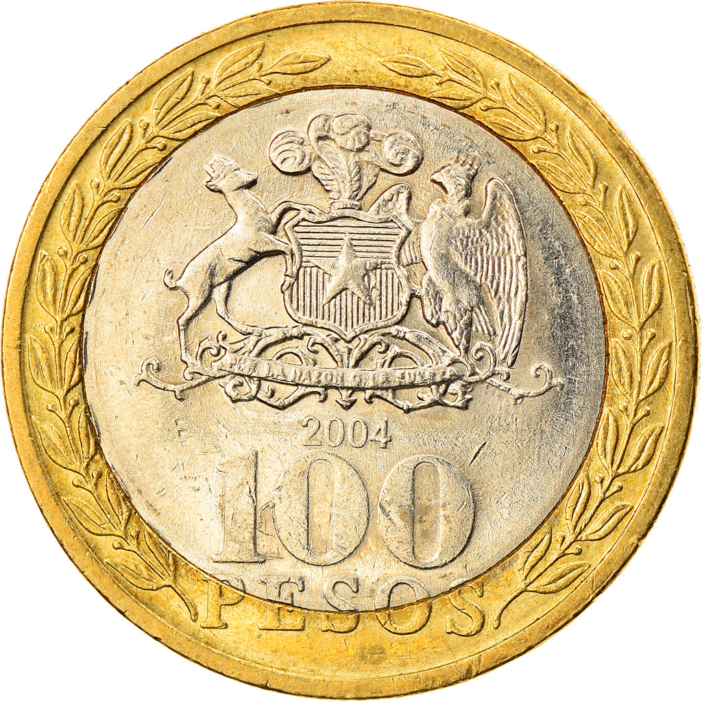 Moneda, Chile, 100 Pesos, 2004, Santiago, MBC+, Bimetálico, KM:236