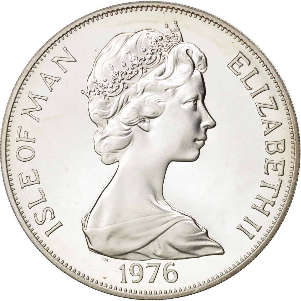 Coin, Isle of Man, Elizabeth II, Crown, 1976, Pobjoy Mint, MS(63), Silver