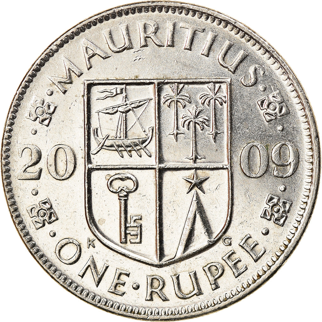 Moneta, Mauritius, Rupee, 2009, BB+, Rame-nichel, KM:55