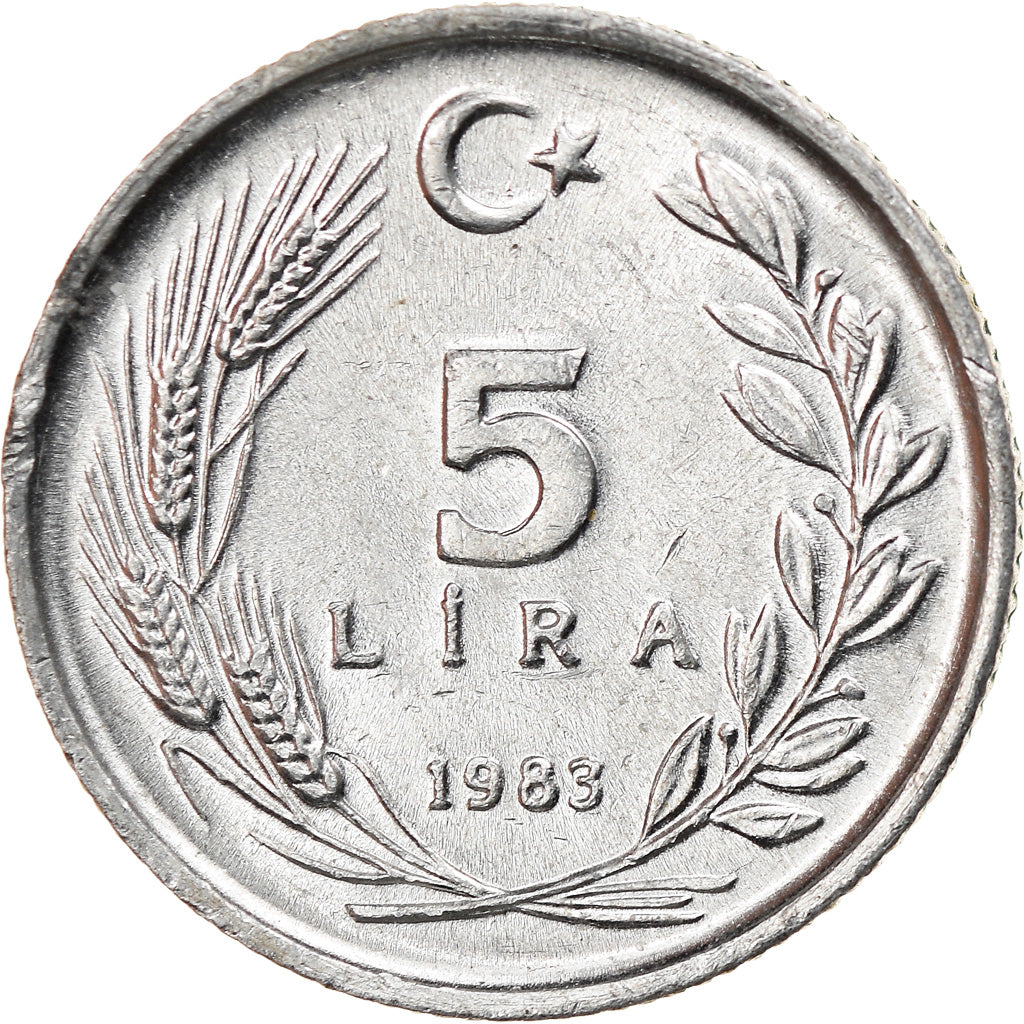 Moneta, Turchia, 5 Lira, 1983, SPL, Alluminio, KM:949.2