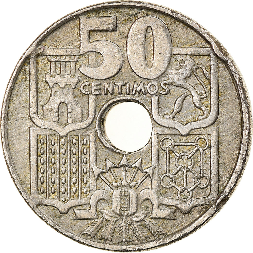Coin, Spain, Francisco Franco, caudillo, 50 Centimos, 1953, AU(50-53)