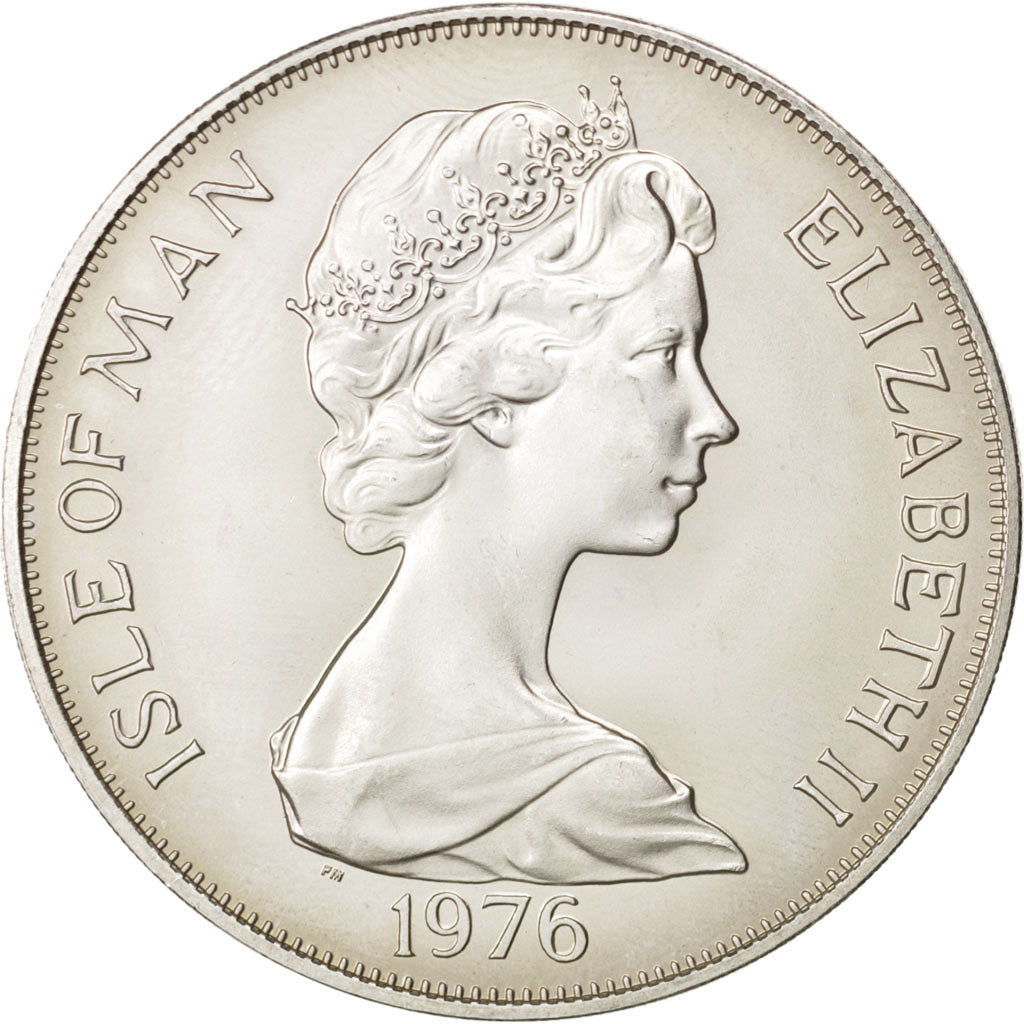 Coin, Isle of Man, Elizabeth II, Crown, 1976, Pobjoy Mint, MS(63), Silver