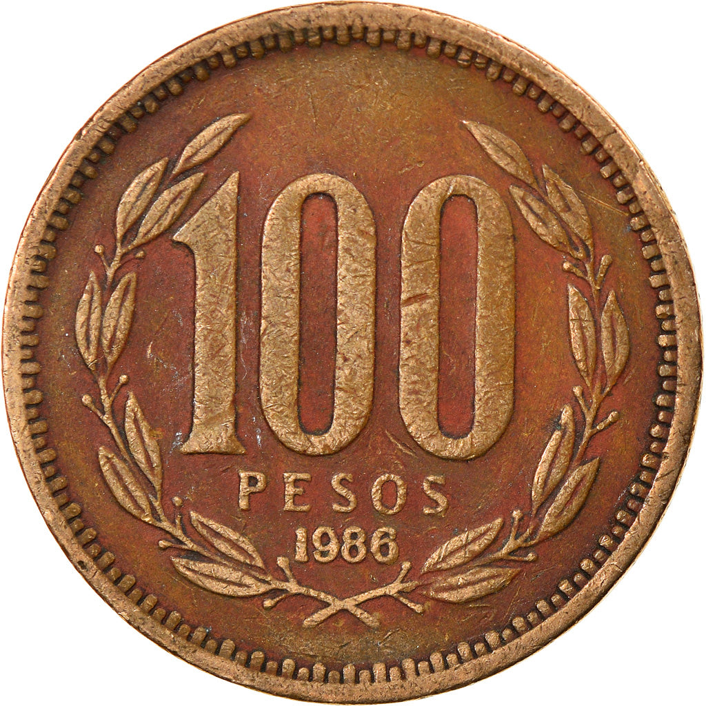 Moneta, Cile, 100 Pesos, 1986, Santiago, BB, Alluminio-bronzo, KM:226.1