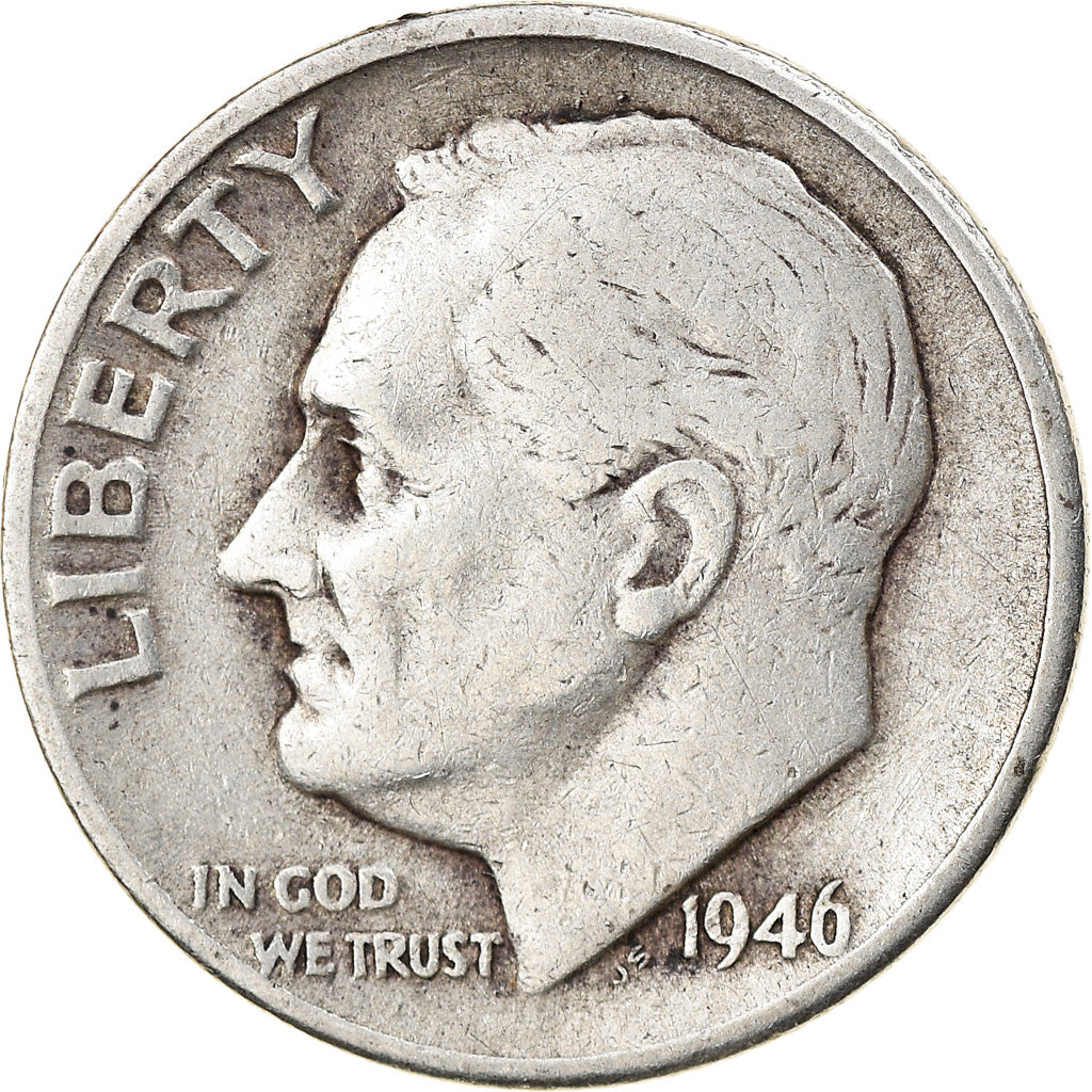 Coin, United States, Roosevelt Dime,1946, Philadelphia, EF(40-45)