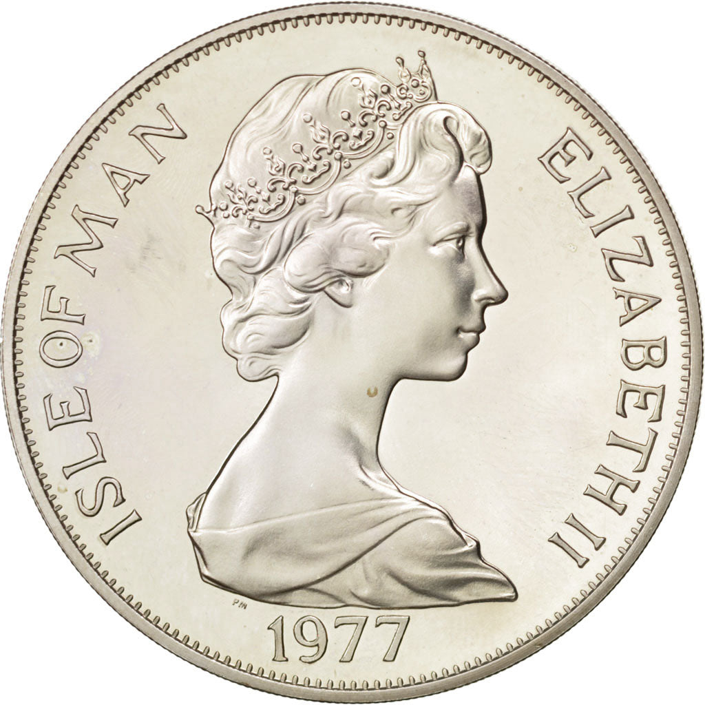 Coin, Isle of Man, Elizabeth II, Crown, 1977, Pobjoy Mint, MS(63), Silver