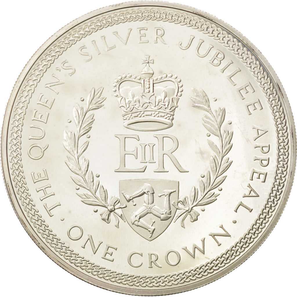 Coin, Isle of Man, Elizabeth II, Crown, 1977, Pobjoy Mint, MS(63), Silver