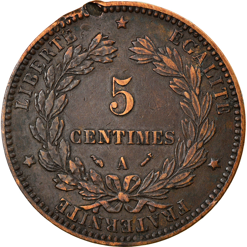Moneta, Francia, Cérès, 5 Centimes, 1896, Paris, MB+, Bronzo, KM:821.1