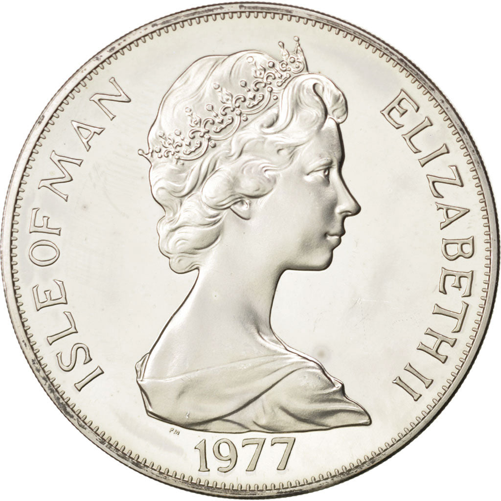 ISLE OF MAN, Crown, 1977, Pobjoy Mint, KM #41a, MS(63), Silver, 38.5, 28.36