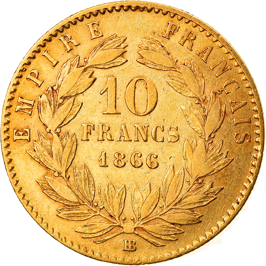 Monnaie, France, Napoleon III, 10 Francs, 1866, Strasbourg, TTB, Or