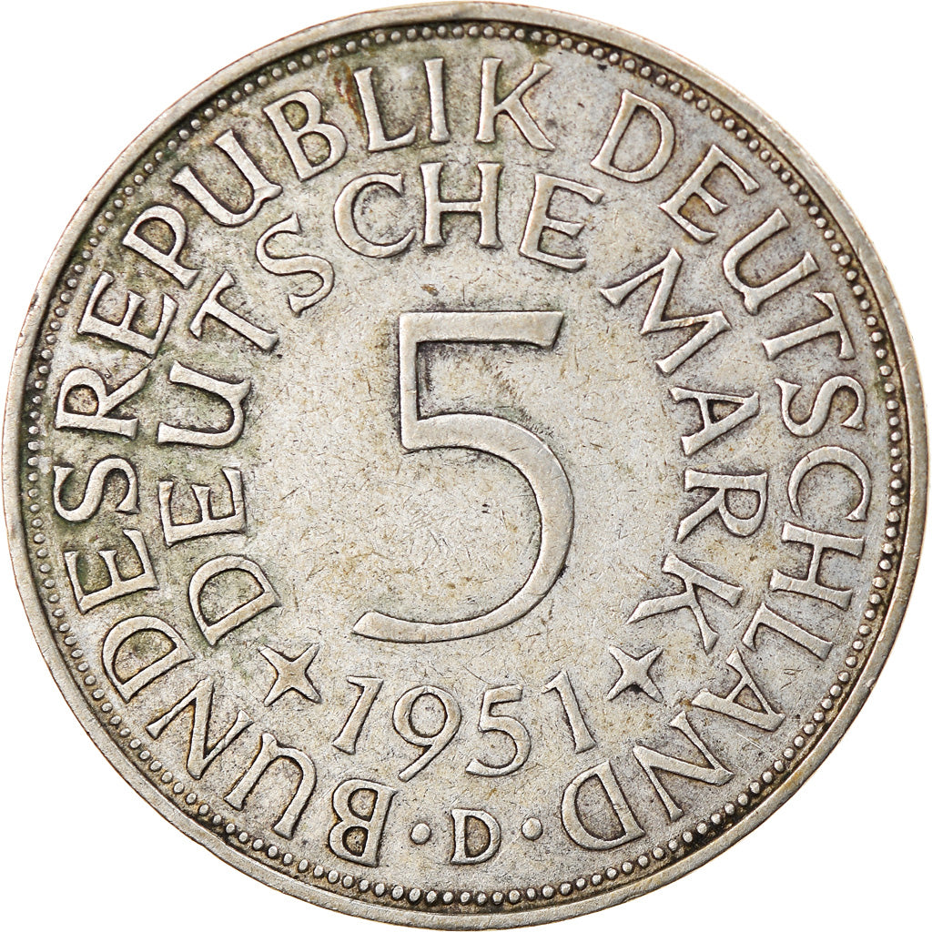 Münze, Bundesrepublik Deutschland, 5 Mark, 1951, Munich, SS, Silber, KM:112.1