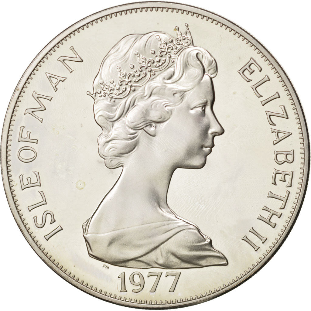 Coin, Isle of Man, Elizabeth II, Crown, 1977, Pobjoy Mint, MS(63), Silver