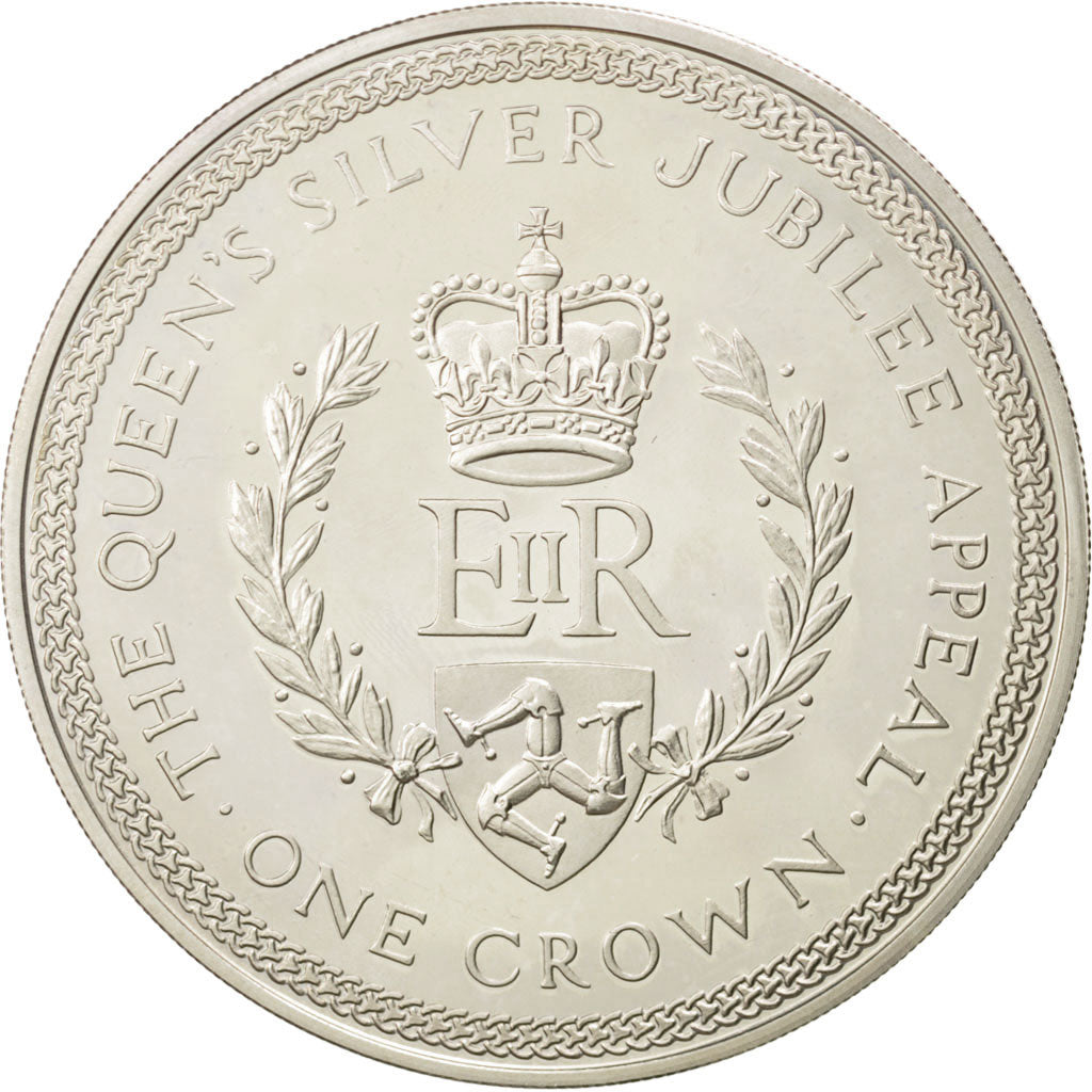 Coin, Isle of Man, Elizabeth II, Crown, 1977, Pobjoy Mint, MS(63), Silver