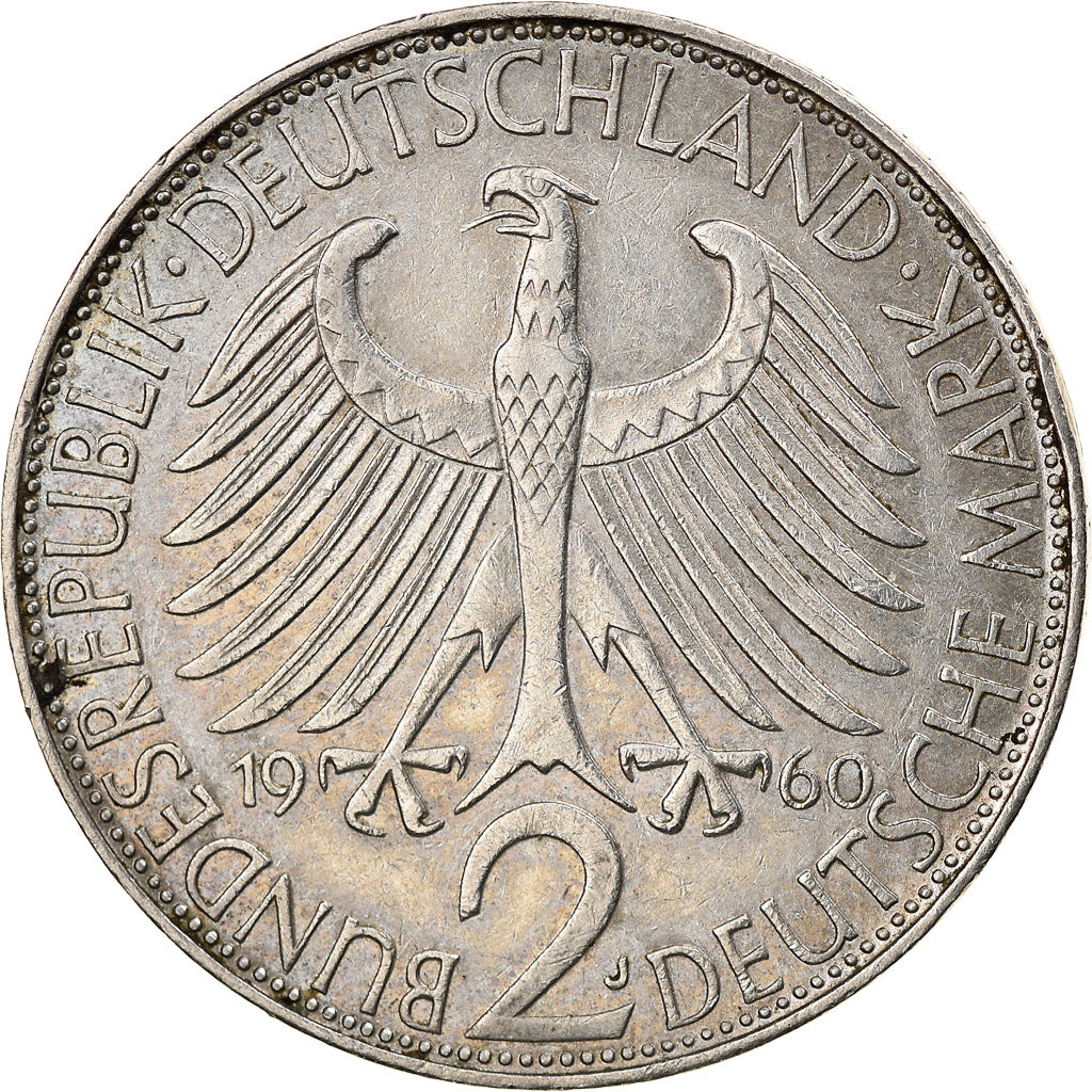 Coin, GERMANY - FEDERAL REPUBLIC, 2 Mark, 1960, Hamburg, EF(40-45)