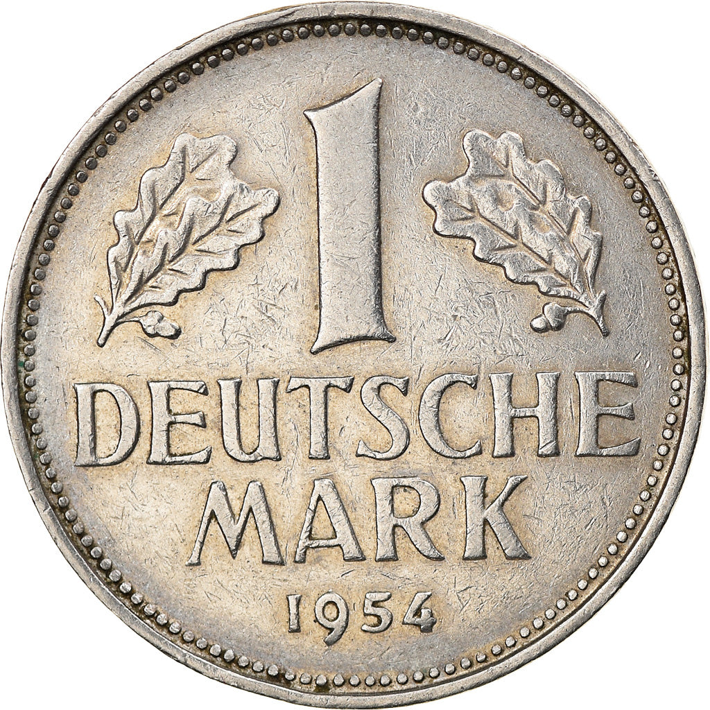 Coin, GERMANY - FEDERAL REPUBLIC, Mark, 1954, Stuttgart, EF(40-45)
