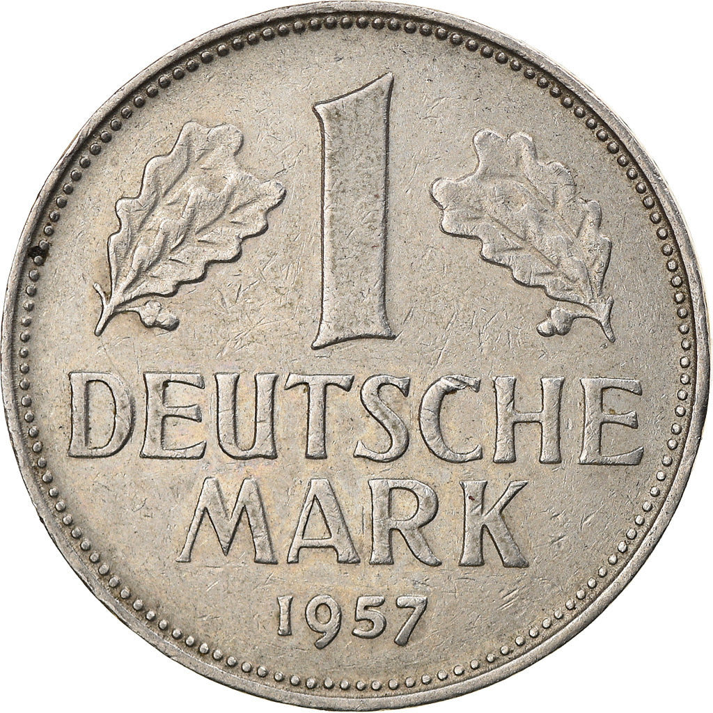 Coin, GERMANY - FEDERAL REPUBLIC, Mark, 1957, Stuttgart, EF(40-45)