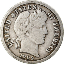 Coin, United States, Barber Dime, 1909, Philadelphia, EF(40-45), Silver