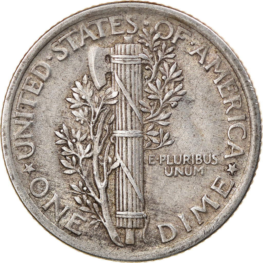 Coin, United States, Mercury Dime, 1917, Philadelphia, EF(40-45), Silver