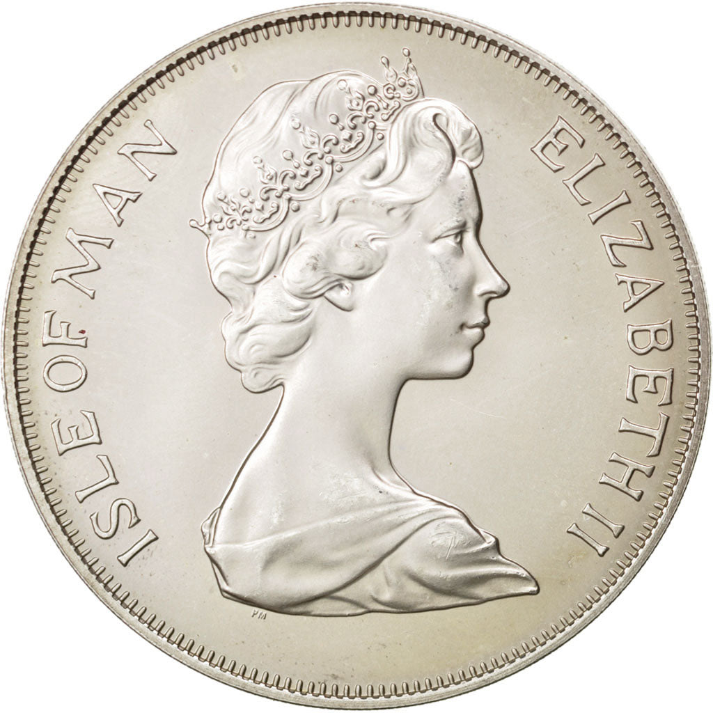 Coin, Isle of Man, Elizabeth II, 25 Pence, 1975, Pobjoy Mint, MS(63), Silver