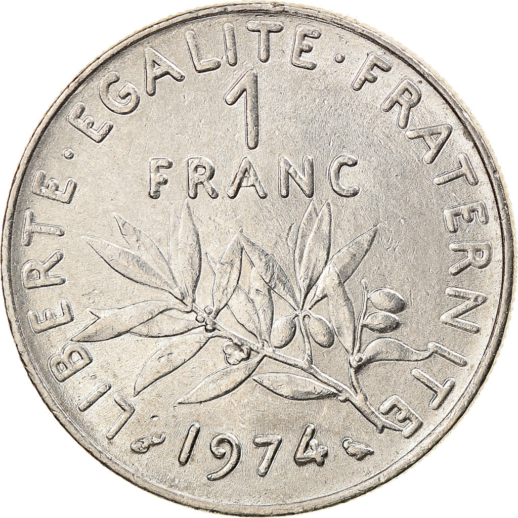Moneda, Francia, Semeuse, Franc, 1974, Paris, MBC+, Níquel, KM:925.1