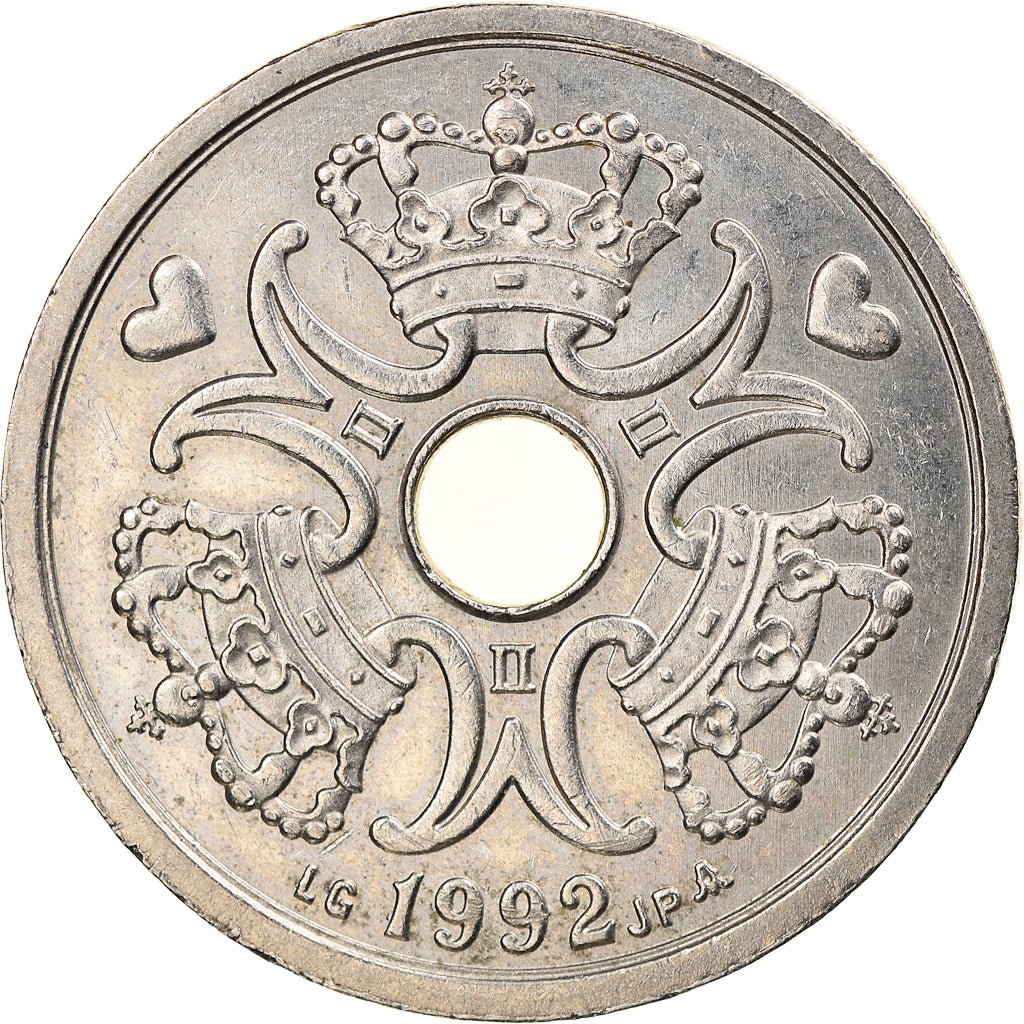 Coin, Denmark, Margrethe II, 2 Kroner, 1992, Copenhagen, AU(55-58)