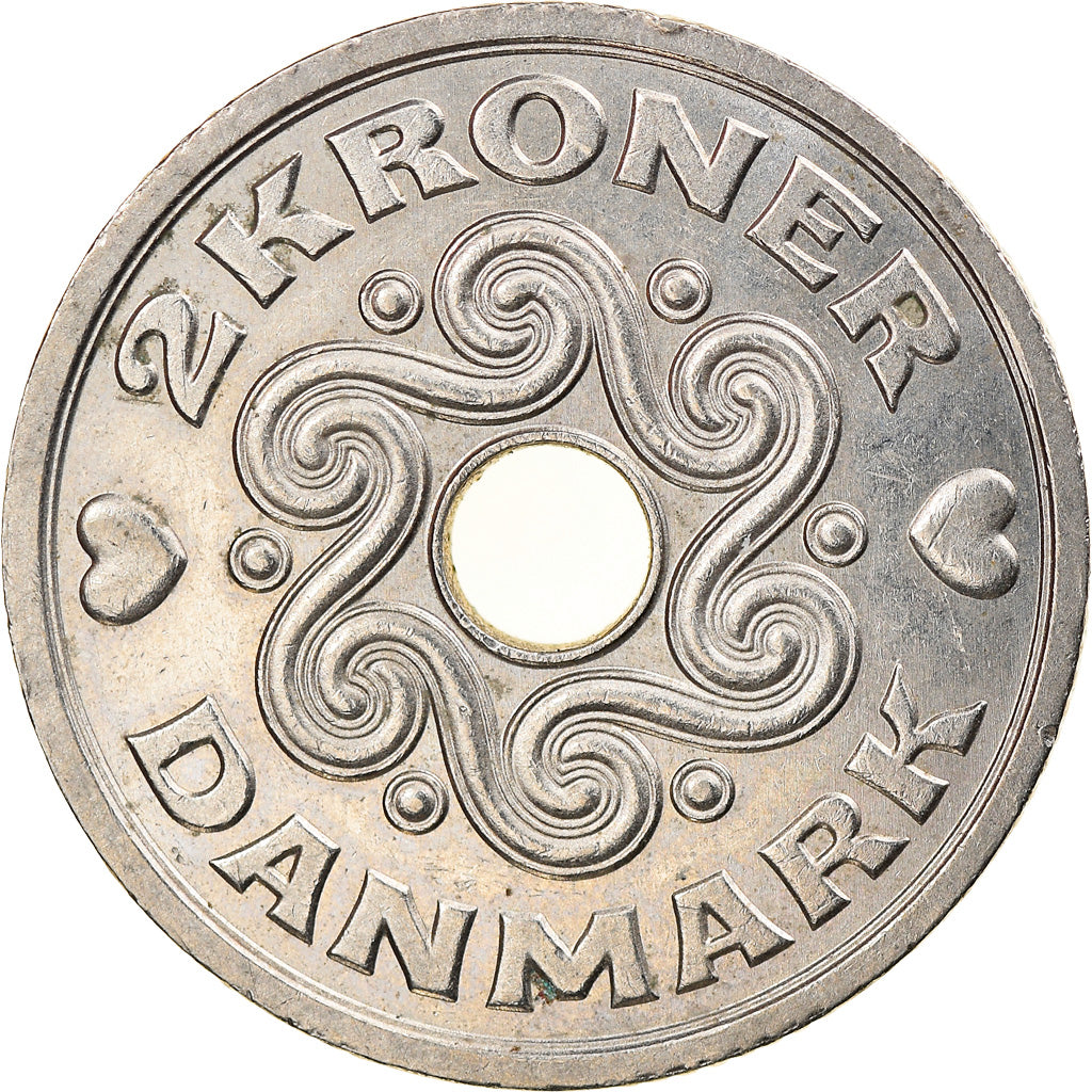 Coin, Denmark, Margrethe II, 2 Kroner, 1992, Copenhagen, AU(55-58)