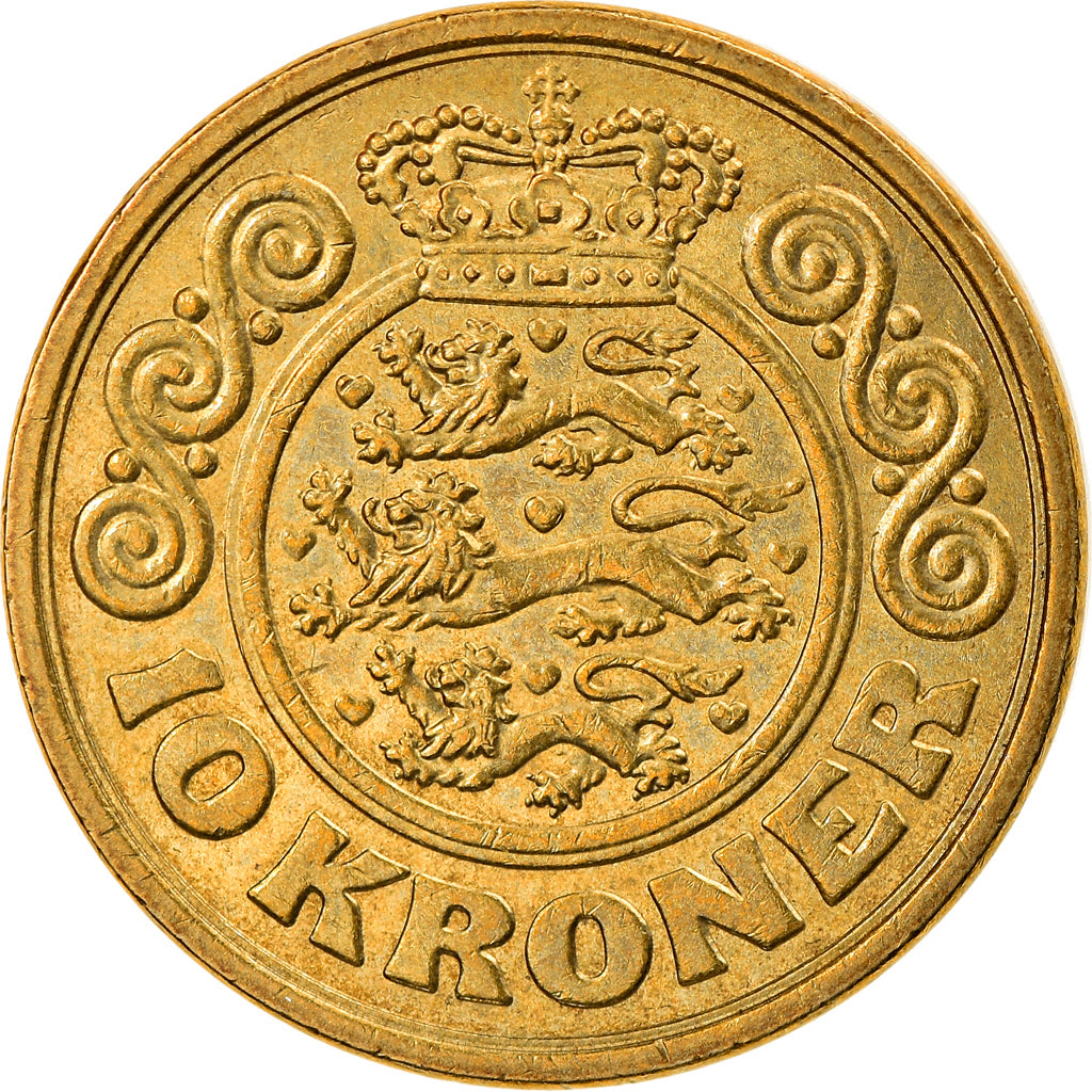 Monnaie, Danemark, Margrethe II, 10 Kroner, 1989, TTB+, Aluminum-Bronze