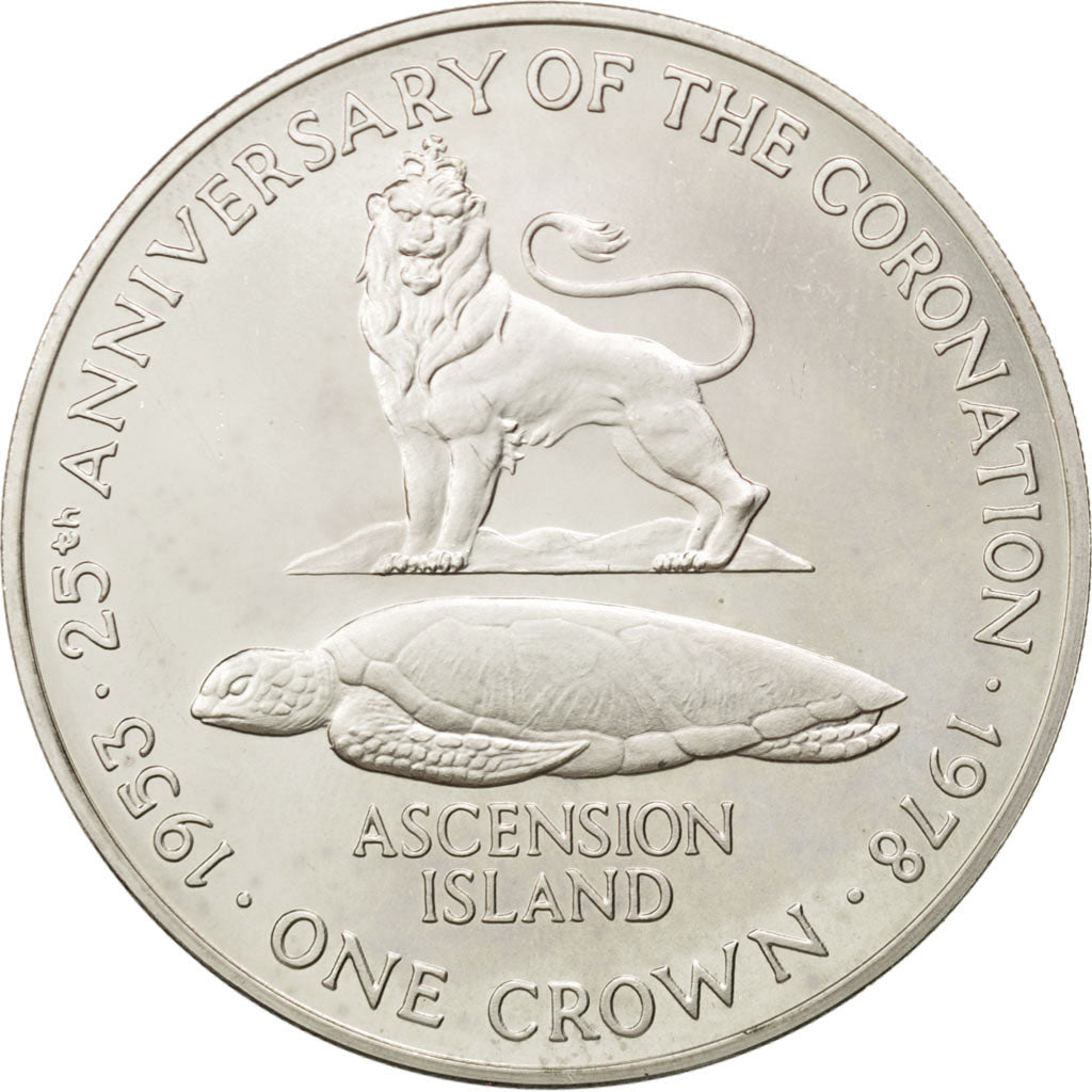 ASCENSION ISLAND, 25 Pence, Crown, 1978, Pobjoy Mint, KM #1a, MS(63), Silver,...