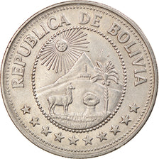 Moneda, Bolivia, 5 Pesos Bolivianos, 1976, MBC, Níquel recubierto de acero