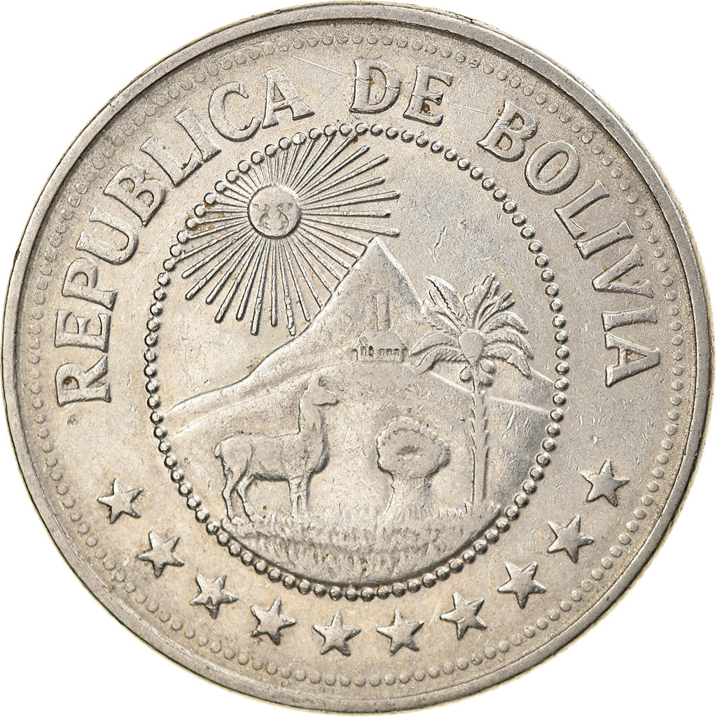 Monnaie, Bolivie, 5 Pesos Bolivianos, 1976, TTB, Nickel Clad Steel, KM:197