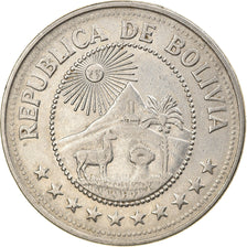Monnaie, Bolivie, 5 Pesos Bolivianos, 1976, TTB, Nickel Clad Steel, KM:197