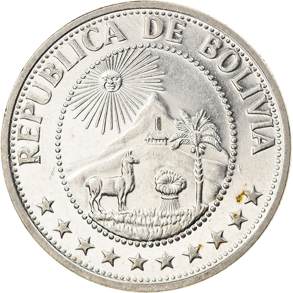Moneta, Bolivia, Peso Boliviano, 1980, SPL-, Acciaio ricoperto in nichel, KM:192