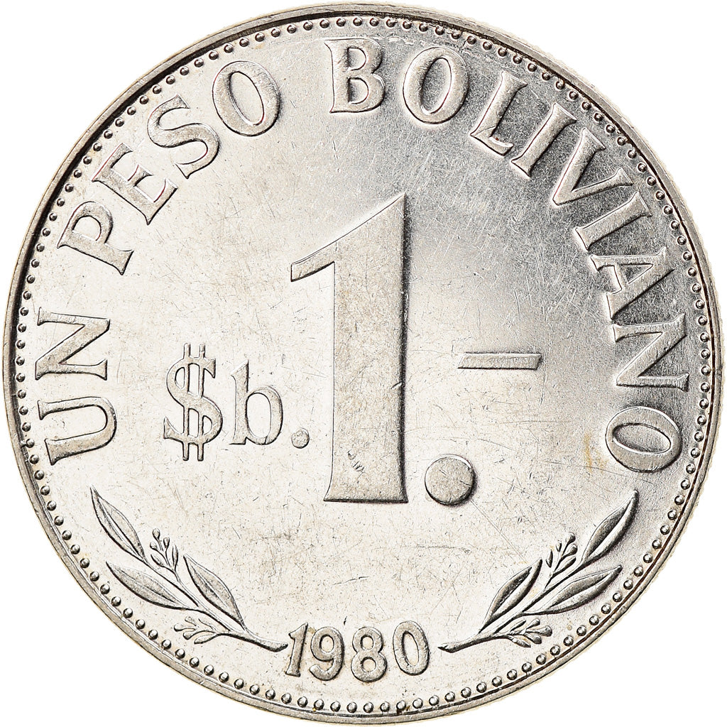 Moneta, Bolivia, Peso Boliviano, 1980, SPL-, Acciaio ricoperto in nichel, KM:192