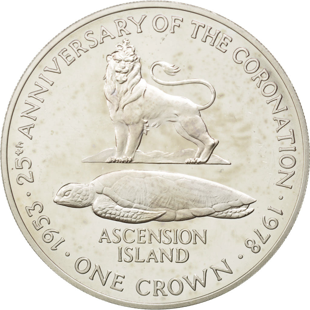 ASCENSION ISLAND, 25 Pence, Crown, 1978, Pobjoy Mint, KM #1a, MS(63), Silver,...
