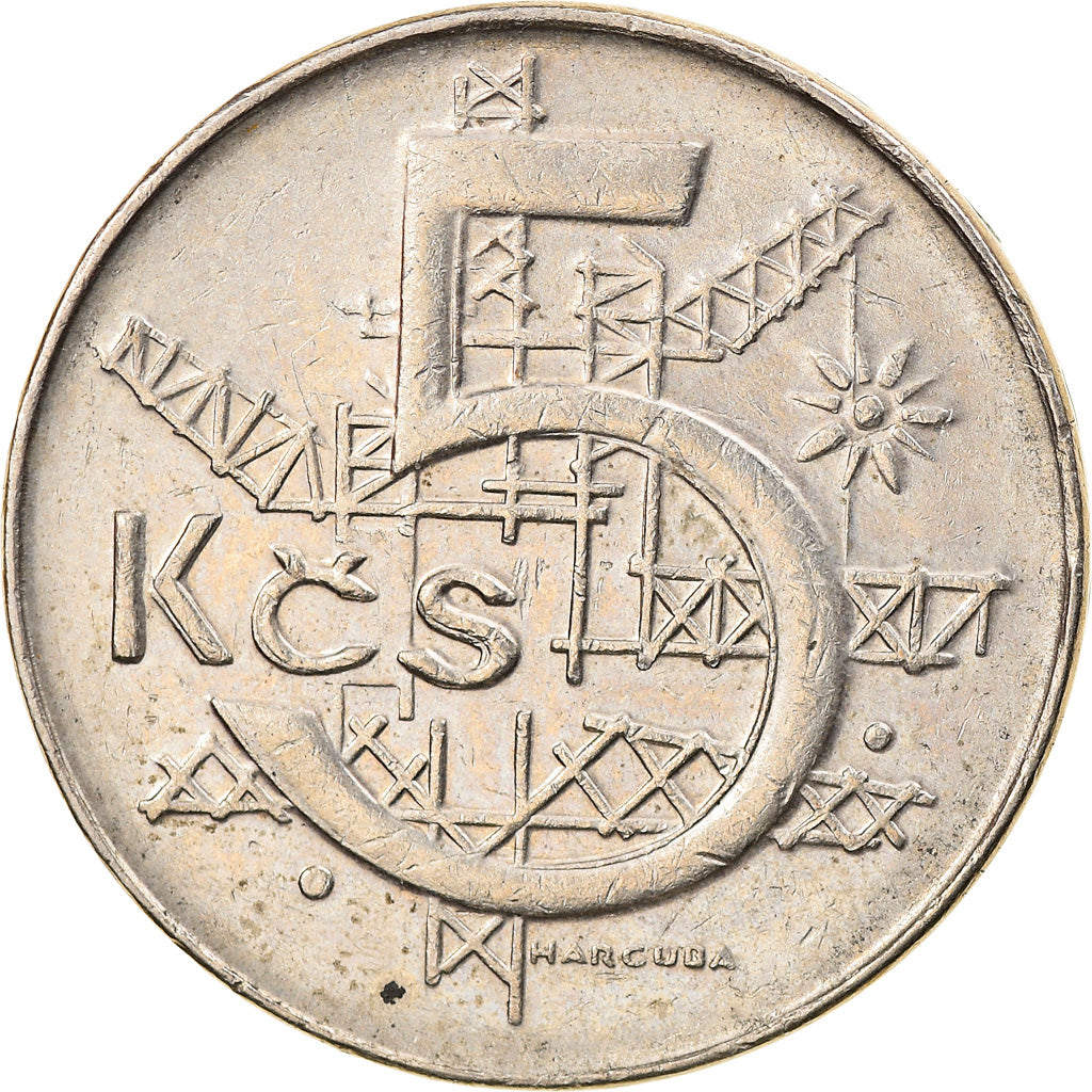 Coin, Czechoslovakia, 5 Korun, 1991, EF(40-45), Copper-nickel, KM:152