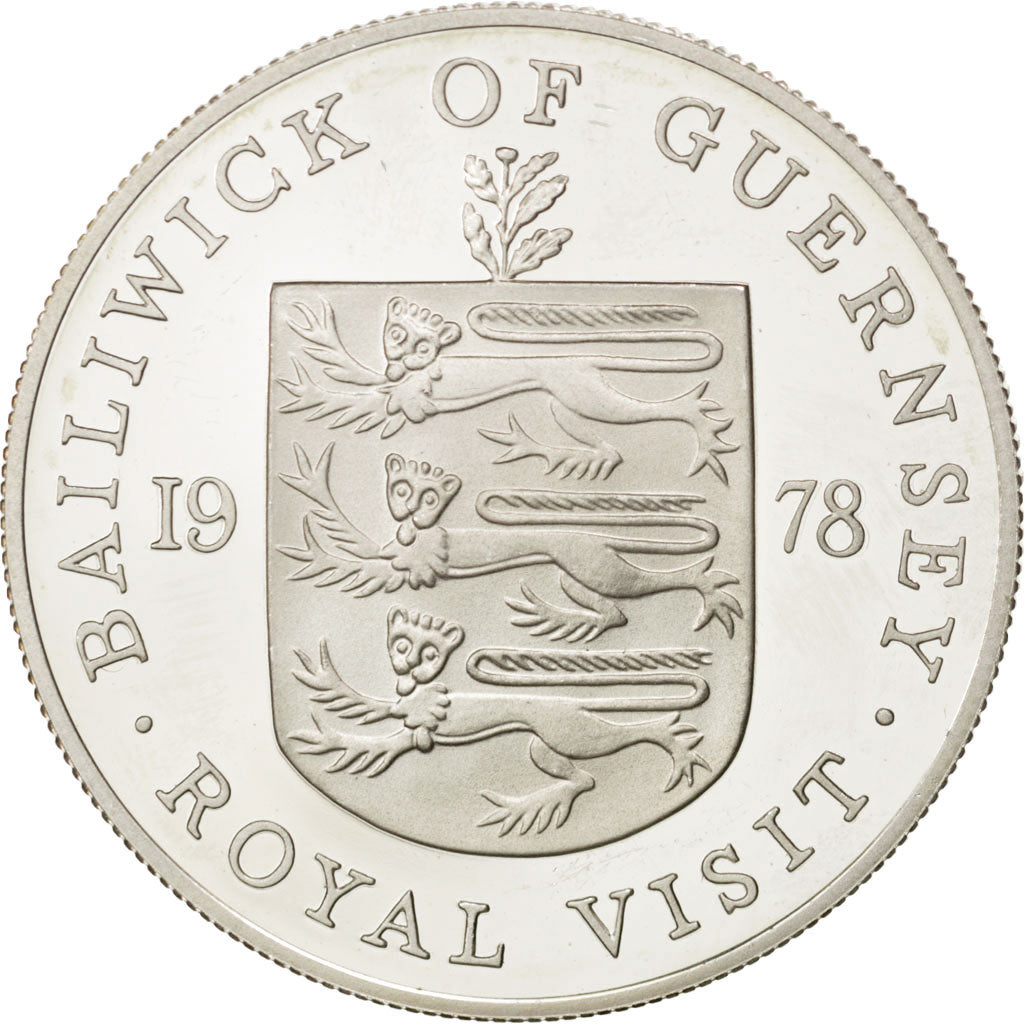 GUERNSEY, 25 Pence, 1978, KM #32a, MS(63), Silver, 38.5, 27.75