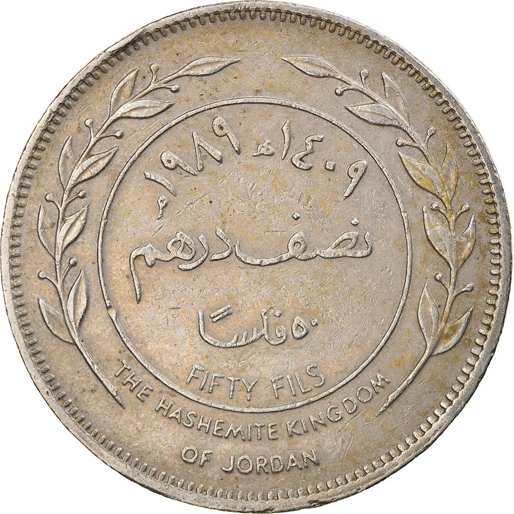 Moneta, Jordania, Hussein, 10 Fils, Qirsh, Piastre, 1989/AH1409, EF(40-45)