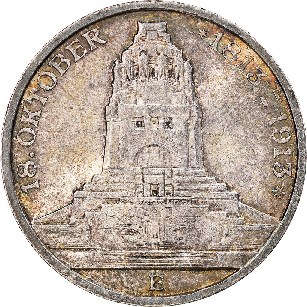 Moeda, Estados Alemães, SAXONY-ALBERTINE, Friedrich August III, 3 Mark, 1913