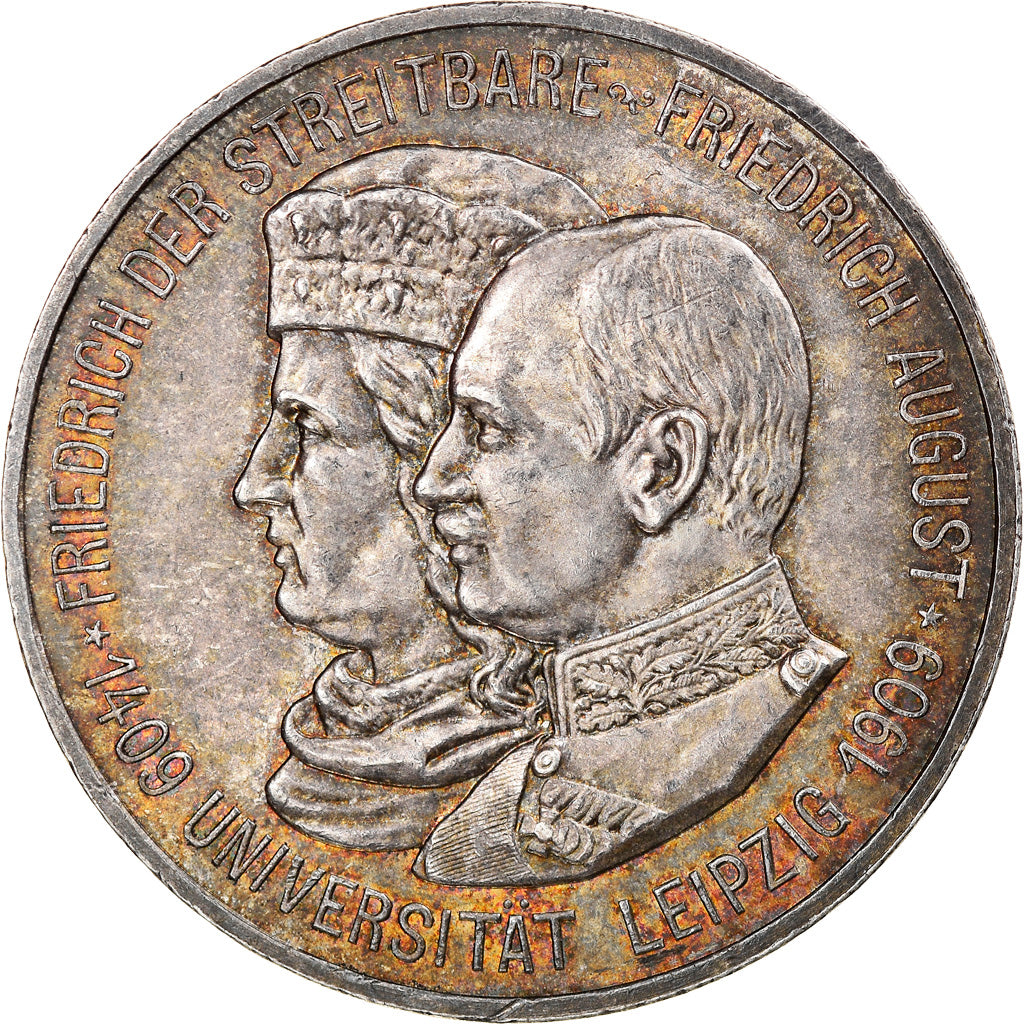 Coin, German States, SAXONY-ALBERTINE, Friedrich August III, 5 Mark, 1909