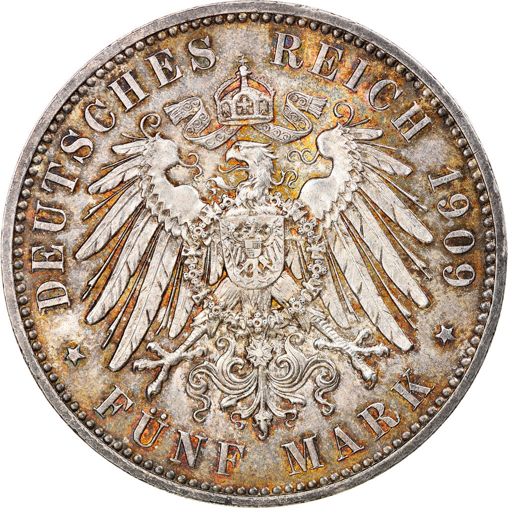 Coin, German States, SAXONY-ALBERTINE, Friedrich August III, 5 Mark, 1909