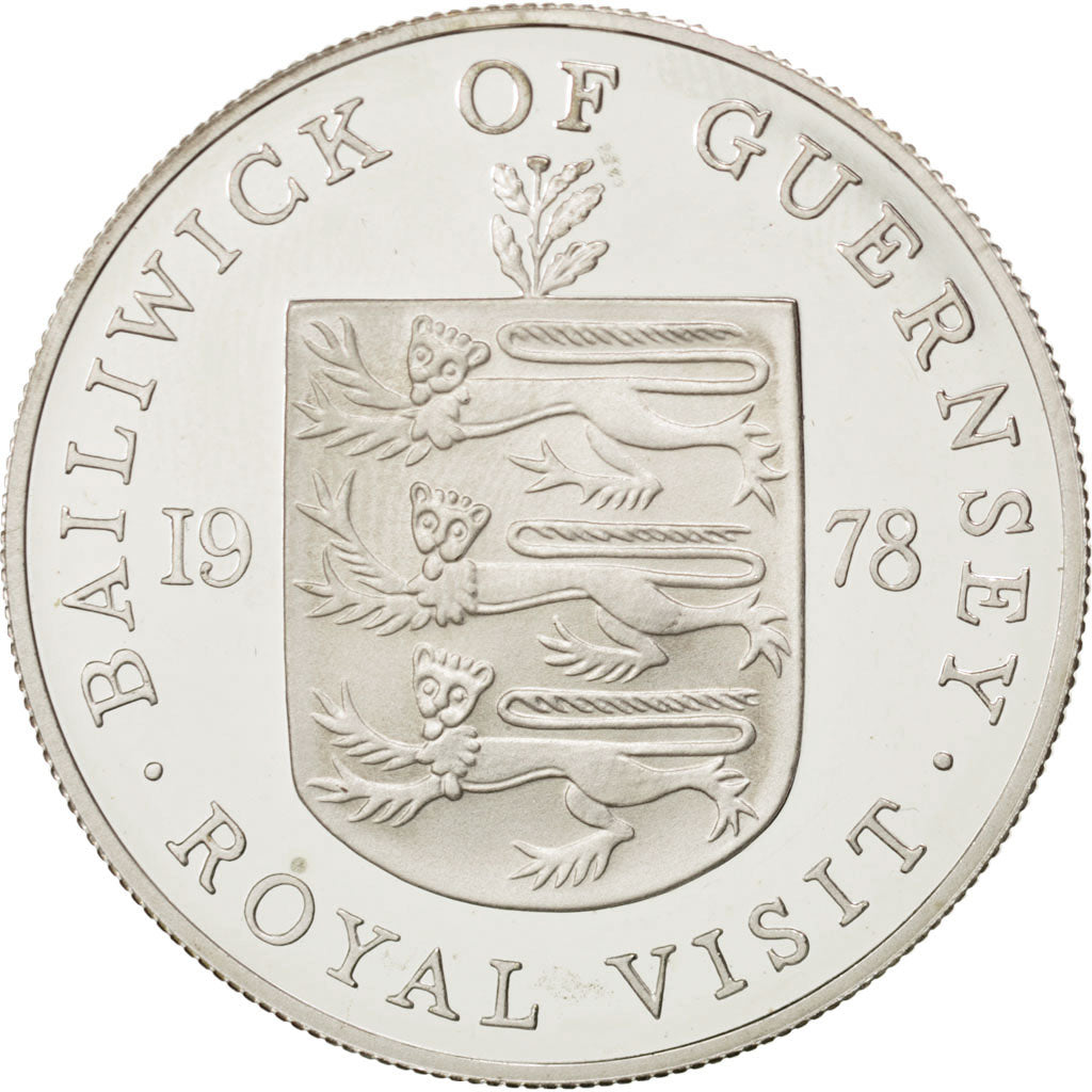 GUERNSEY, 25 Pence, 1978, KM #32a, MS(63), Silver, 38.5, 28.30