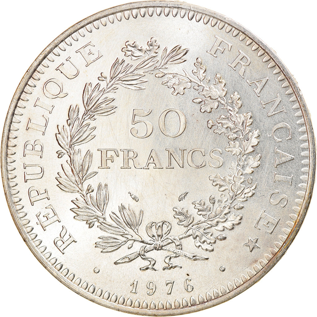 Münze, Frankreich, Hercule, 50 Francs, 1976, Paris, VZ, Silber, KM:941.1