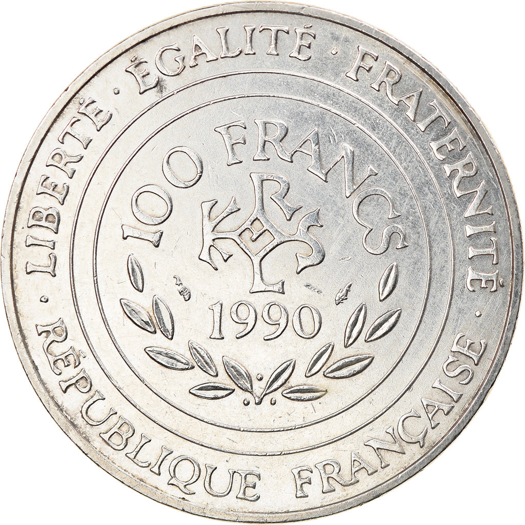 Monnaie, France, Charlemagne, 100 Francs, 1990, SUP, Argent, Gadoury:905, KM:982