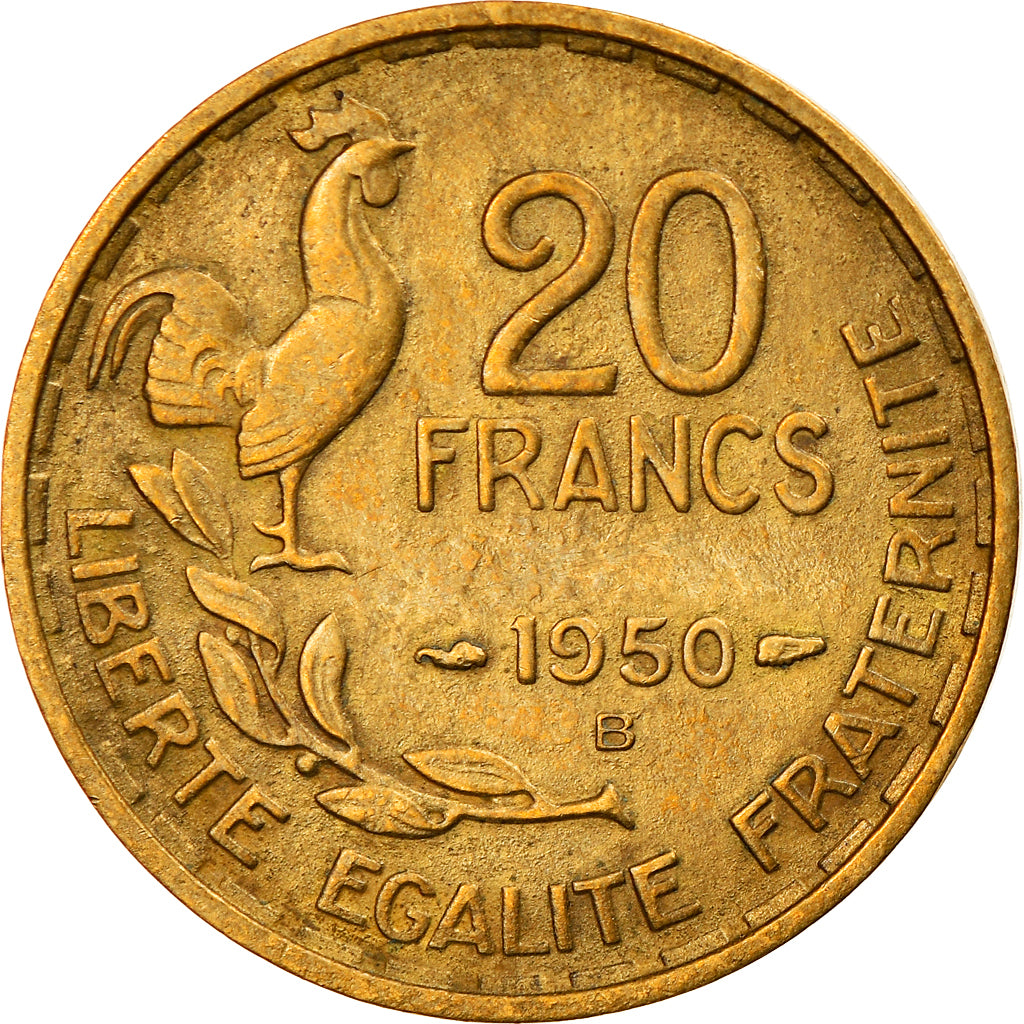 Moneta, Francia, Guiraud, 20 Francs, 1950, Beaumont - Le Roger, BB