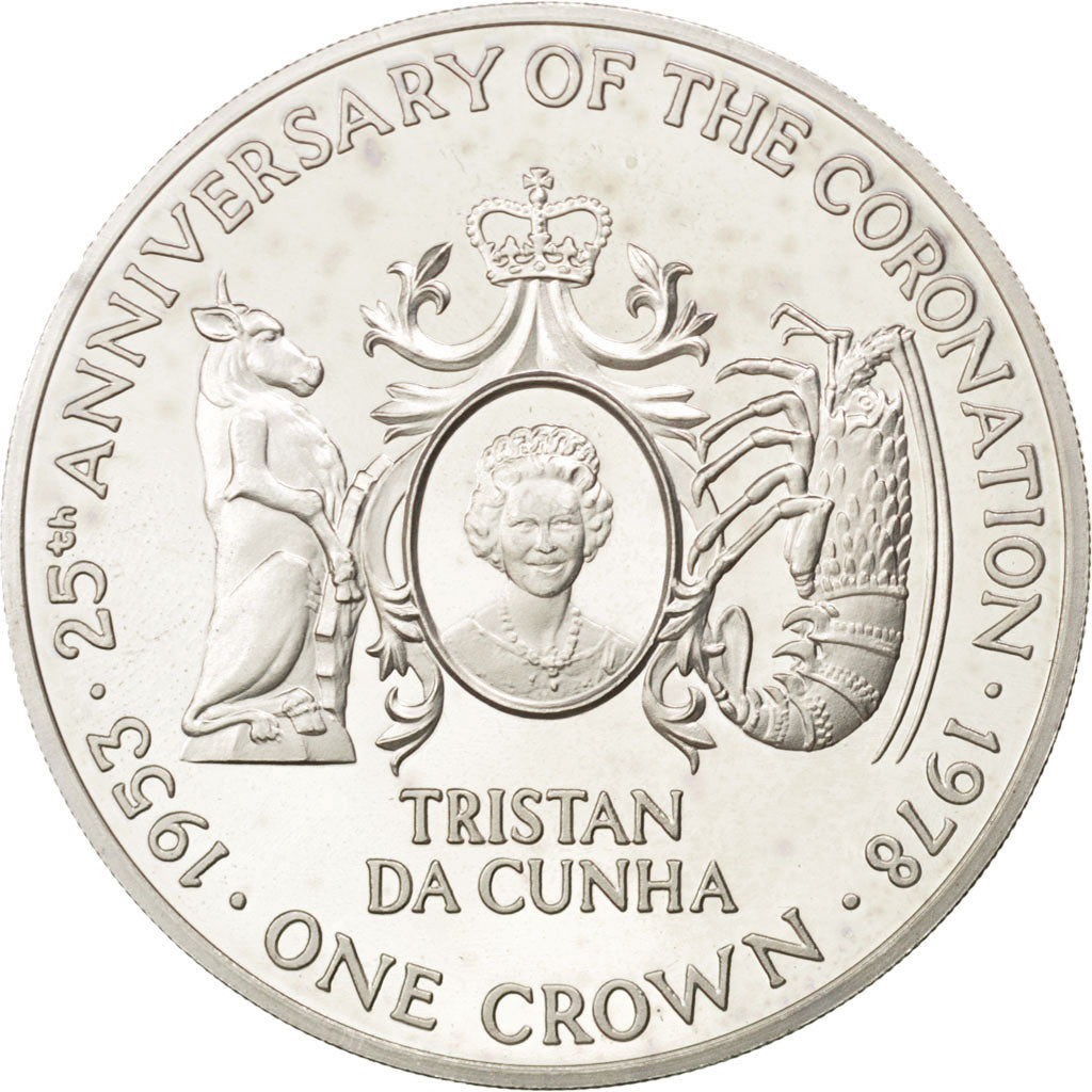 TRISTAN DA CUNHA, Crown, 1978, Pobjoy Mint, KM #2a, MS(63), Silver, 38.5, 28.35
