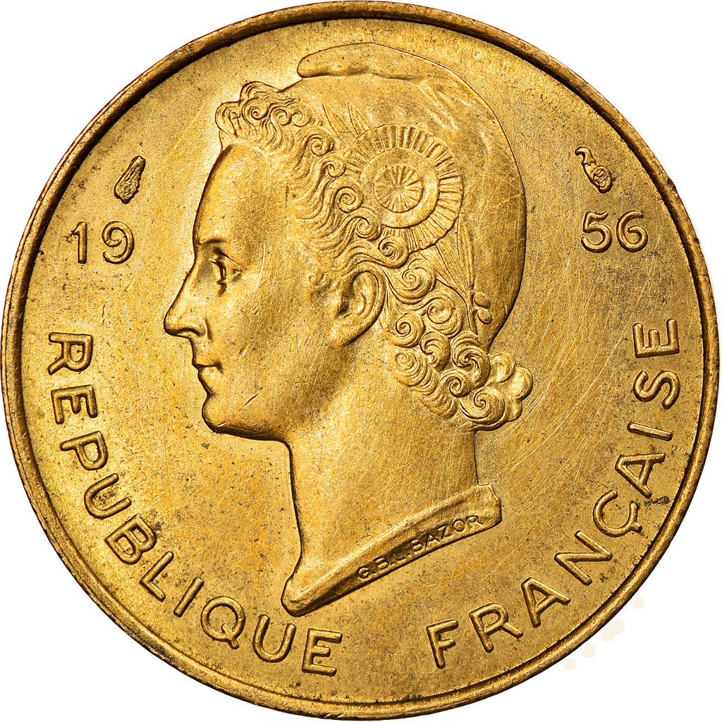 Moneda, África oriental francesa, 10 Francs, 1956, Paris, EBC+, Aluminio -